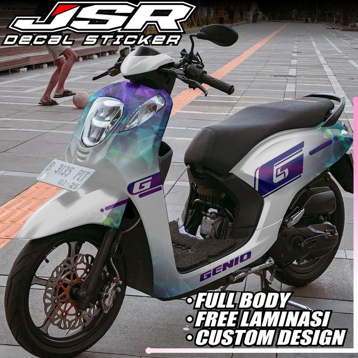 Gambar TERBARU, DECAL STICKER MOTOR GENIO TERBARU / LAMA, SKOTLET VARIASI GENIO FULL BODY MOTIF RAINBOW,DESIGN MINIMALIS,SIMPEL,ELEGAN DAN KEREN Motorcycle - PUTIH, GLOSSY dari JSR STICKER undefined Tokopedia