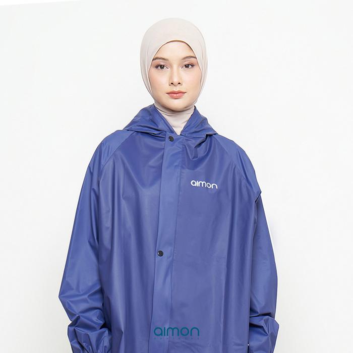 Gambar Aimon Jas Hujan Pria Wanita Jaket Celana - Waterproof Parasut PVC 0,25 Elastis dan Tebal - Biru Navy, XL dari Aimon Rainwear undefined Tokopedia