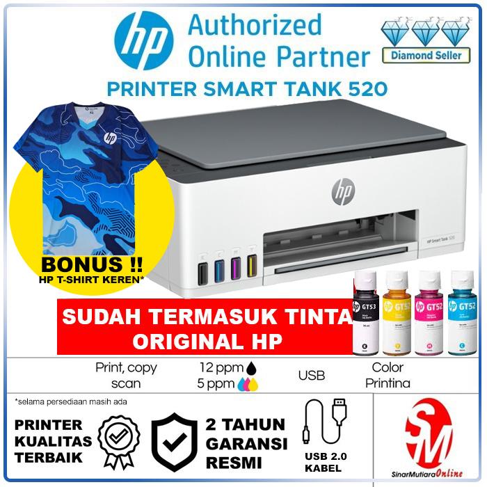 Gambar Printer HP 520 All in One Smart Tank Print Scan Copy dari SinarMutiara Online undefined Tokopedia