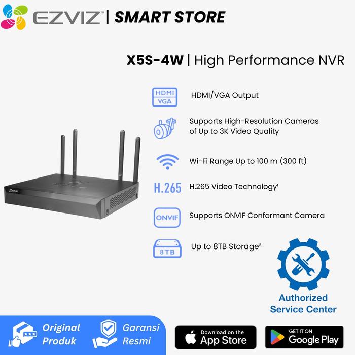 Gambar EZVIZ NVR X5S-4W NVR Nirkabel Support 5MP dari Ezviz Smart Store undefined Tokopedia