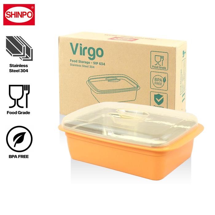 Gambar SHINPO Tempat Penyimpanan Makanan Stainless Steel Virgo Food Storage BPA Free SPO-SIP-634 Orange plastik wadah - Orange dari SHINPO undefined Tokopedia