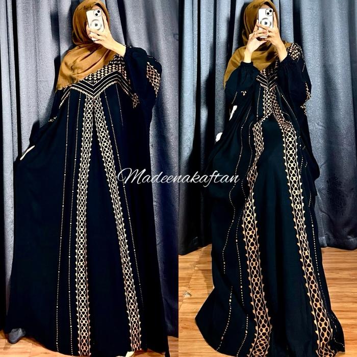 Gambar Kaftan Motif Aisyah Terbaru Ld 180 cm Jumbo Bahan Rayon Premium Super Adem Nyaman Busui Bumil Gamis Dress Panjang Abaya Wanita Muslim Cantik Remaja Dewasa Mewah Murah Terlaris Viral Elegan syar'i - Aisyah hitam dari HIHA daily shop undefined Tokopedia