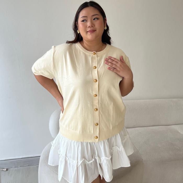 Gambar KATE CARDIGAN LEMBUT BIGSIZE / CARDIGAN KNIT LEMBUT BIGSIZE - Cream, Lengan Pendek dari Duchess.cloth undefined Tokopedia
