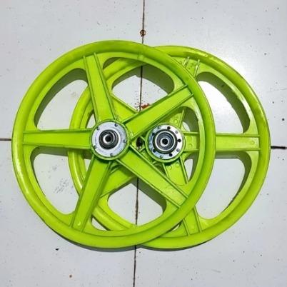 Gambar Velg/pelek/veleg sepeda racing ukuran 20(bmx,mini,lipat dll)bisa pasang diskbrake, plastik sepasang merk jaguar depan belakang siap - Kuning dari GOWESIN OFFICIAL undefined 2 Tokopedia