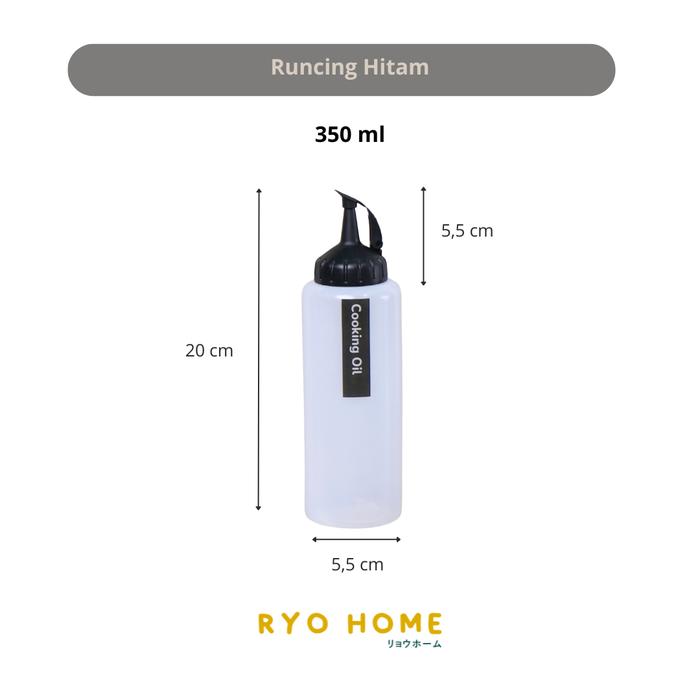 Gambar Ryo Home - SOSU Botol Saus Kecap Mayonaise Minyak / Bumbu Plastik / Squeeze Bottle / Peralatan dapur - Runcing Hitam dari Ryo Home undefined Tokopedia