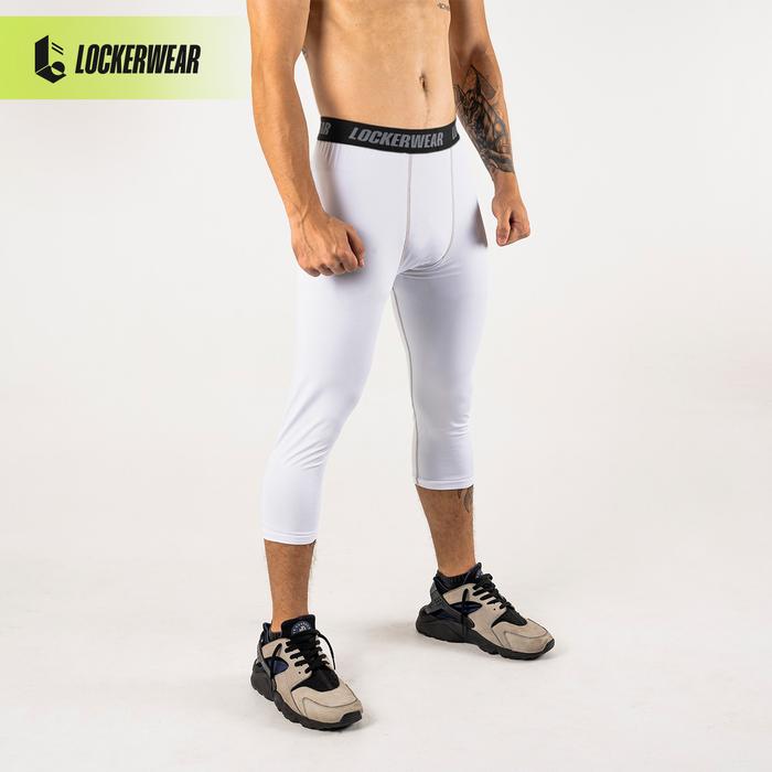 Gambar Celana Manset Baselayer Pro Combat Legging Sport 3/4 Olahraga Ketat Leging Outdoor Gym Running Pria - Putih, M dari Lockerwear Sports Apparel undefined Tokopedia