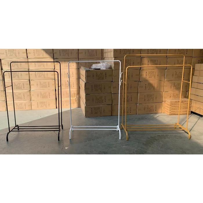 Gambar Double Stand Hanger Caramel Double Pole Rak Jemuran Baju Rak Pakaian Rak Gawangan Gantungan Display Gamis - GM DOUBLE BLACK dari Lemarikainjkt168 undefined Tokopedia