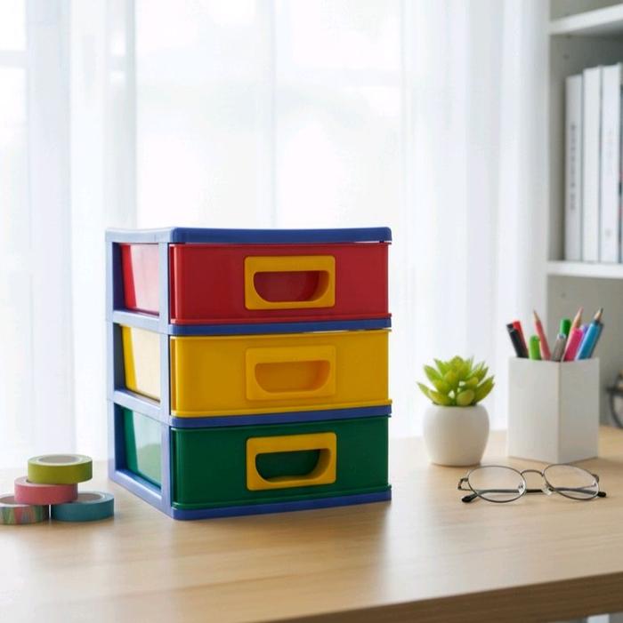 Gambar Laci Susun Mini Warna-warni Joyful - Organizer Meja Serbaguna - Susun 3, S dari AJ Gerabah undefined Tokopedia