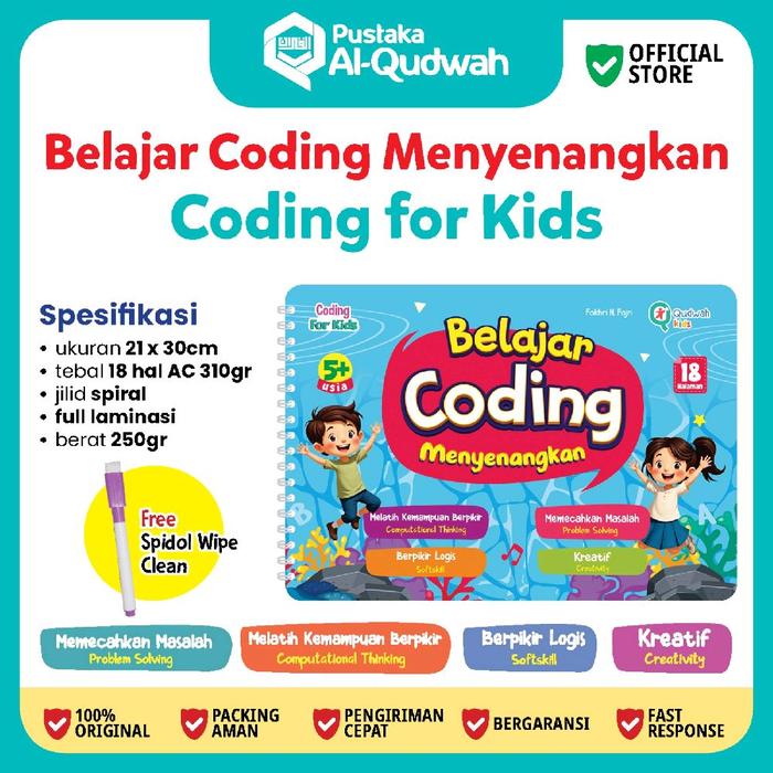 Gambar [Al Qudwah]READY coding for kids usia 5Th ++ || 18 Halaman Wipe Clean || Buku Coding AnaK TK & Paud usia 5 6 7 8 th|| Belajar Coding Menyenangkan || buku anak tk dan paud dari Pustaka Al Qudwah undefined Tokopedia