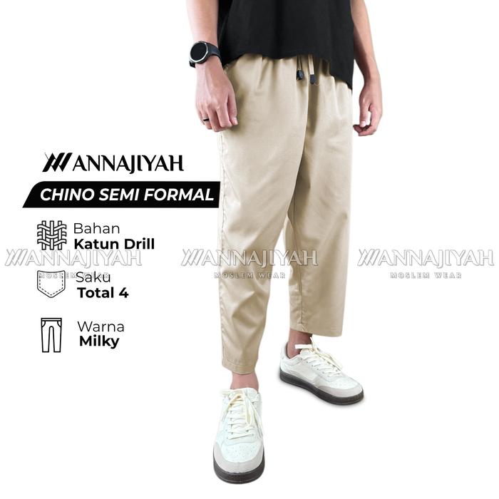 Gambar Celana Sirwal CHINOS SEMI FORMAL Dewasa ANNAJIYAH Laa Isbal Casual - Milky, XXL dari Annajiyah Moslem Wear undefined Tokopedia