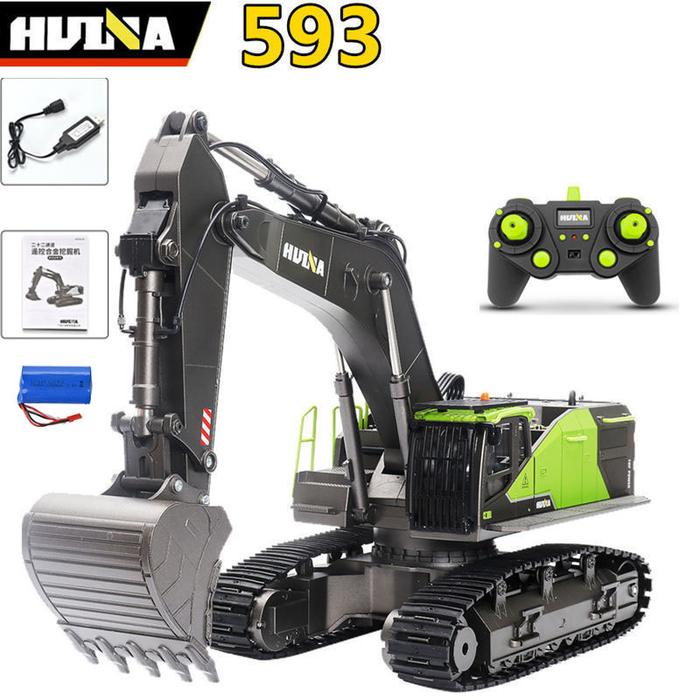 Gambar WHS Huina 1593 1/14 RC Excavator Truck Alloy Bucket Car Radio Controlled 22CH Engineering Car Drill Grabber Truck Toys Vehicle Model dari Wahani Shop_NEW undefined Tokopedia