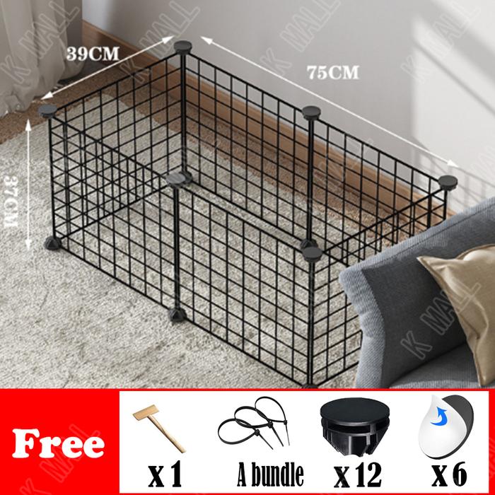 Gambar Pagar Hewan Peliharaan/Pagar Hewan Peliharaan Lipat/Kandang Hewan Peliharaan/Pagar Kucing Dan Anjing/Perlengkapan Hewan Peliharaan - Hitam-6 pcs dari KDSA MALL undefined Tokopedia
