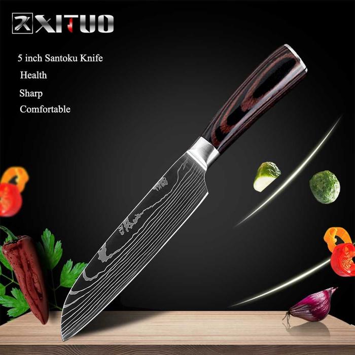 Gambar Pisau Dapur Daging Chef Knife Meat Motif Damaskus Stainless Steel - 5 Inch Pisau Cincang dari ABC Dapur undefined Tokopedia