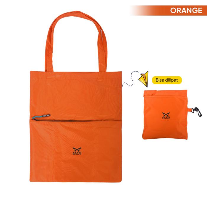 Gambar ELFS ACTIVE Foldable Waterproof Tote Bag Taslan Coated Shopping Bag - Orange dari Elfs Active undefined Tokopedia