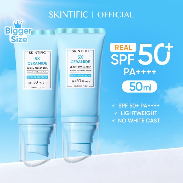 Gambar 【video】SKINTIFIC 5X Ceramide Serum Sunscreen 30ml /50ml/80ml SPF 50 PA++++ - 【hemat lebih banyak】50ml-Serum Sunscreen*2 dari Skintificid undefined Tokopedia