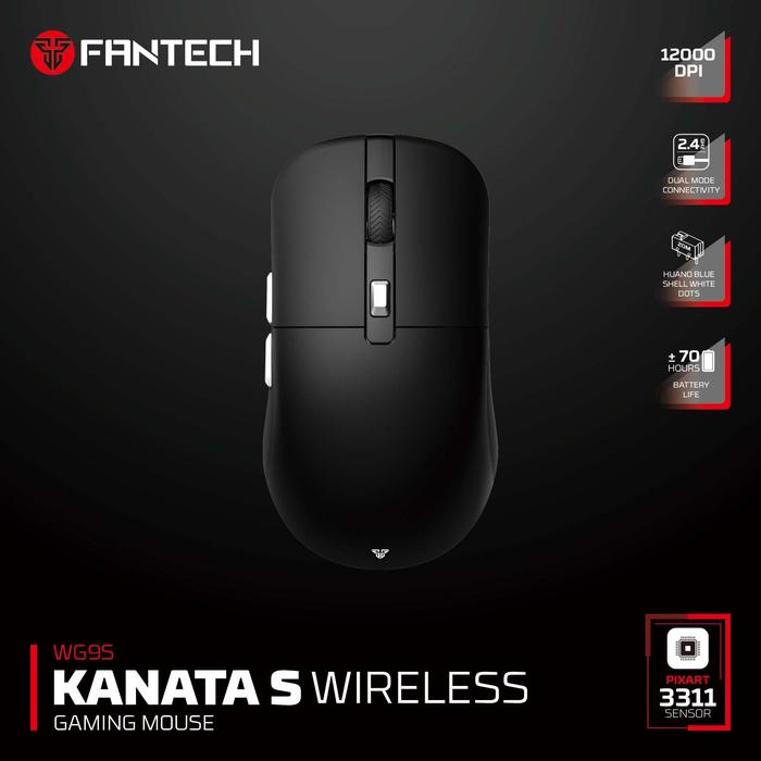 Gambar Fantech KANATA WIRELESS Mouse Gaming Wireless RGB Macro WG9 WG9s - WG9S BLACK dari singmakmur undefined Tokopedia