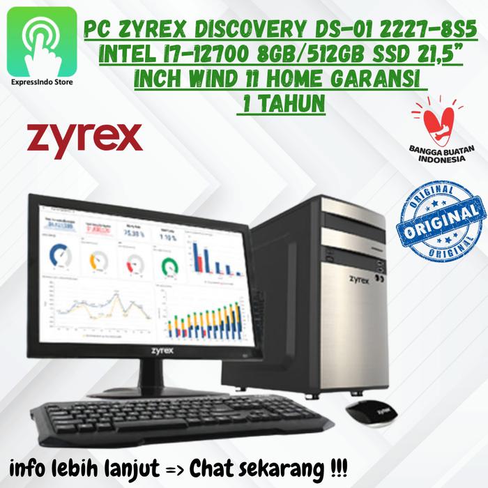 Gambar PC ZYREX DISCOVERY DS-01 2227-8S5 Intel i7-12700 8GB/512GB SSD 21,5”  inch Wind 11 Home Garansi  1 Tahun dari ExpressIndo Store undefined Tokopedia