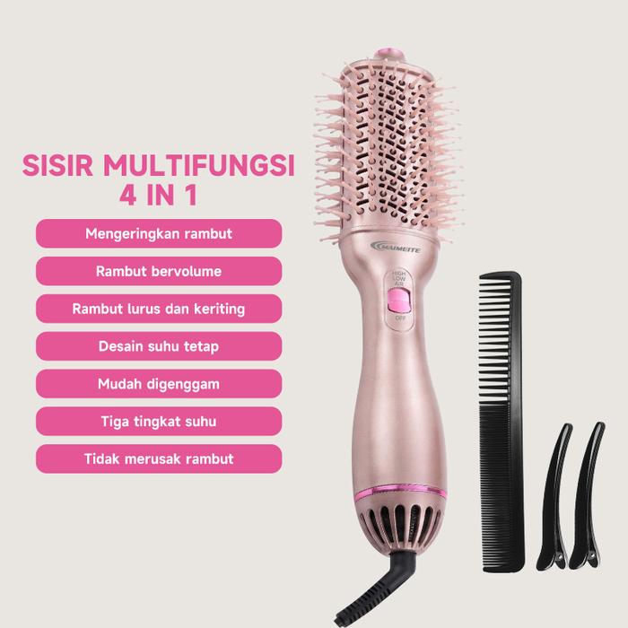 Gambar MAIMEITE Blow Dryer Hot Air 4-In-1 Hot Air Brush Sisir Pengering Rambut 800W Blow Dryer Styling Pelurus Rambut Curling Volume Multifungsi Hairdryer - Merah Muda dari MAIMEITE Store Kota Administrasi Jakarta Utara Tokopedia