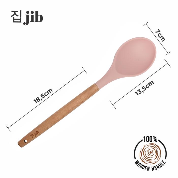 Gambar [EXCLUSIVE CREATOR] JIB Silicone Soup Spoon / Silicone Utensil / Utensile Silicon / Sendok Kuah Silikon Kayu - Pink dari JIB Indonesia undefined Tokopedia