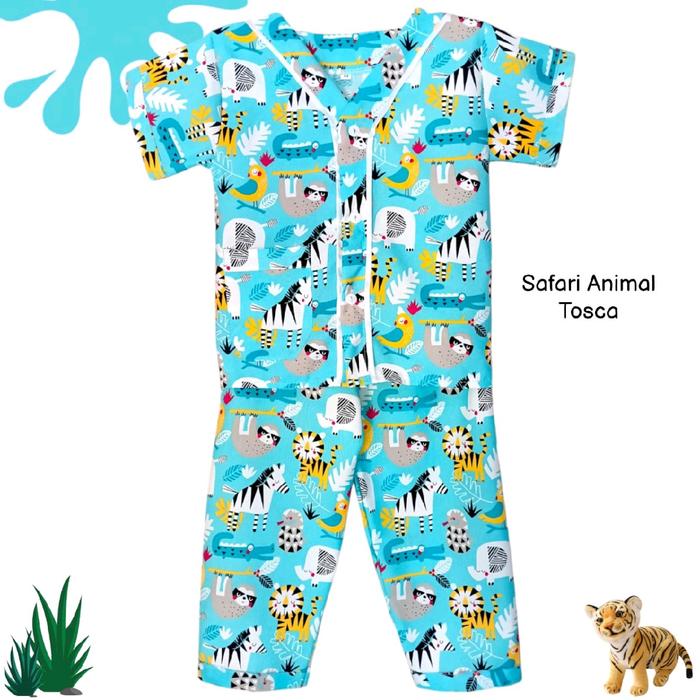 Gambar Belovya Baju Tidur Anak laki-laki Tanpa Kerah  Kids dan Junior Usia 1 - 12 tahun hello safari animal toska couple Lengan pendek - toska Animal Safari, Size M ( 1 tahun sampai 2 tahun) dari belovya store undefined Tokopedia