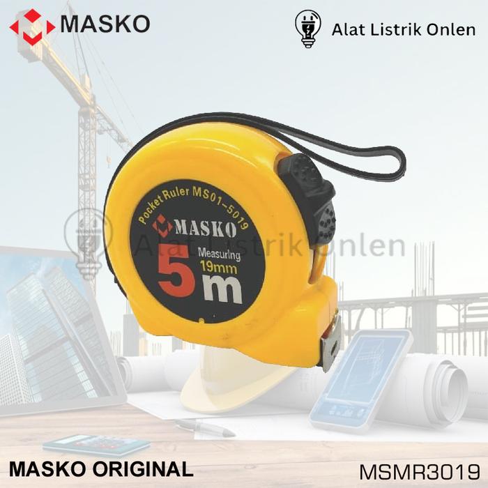Gambar MASKO METERAN / ROL METER TOP KUALITAS 5 METER KECIL 5019 OTOMATIS dari Alat Listrik Onlen undefined Tokopedia