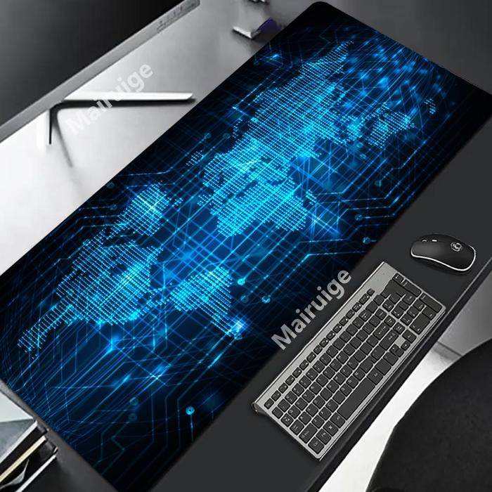 Gambar map Mouse Pad Large Computer Office Game Table Mats XXL Rubber Anti-slip Gaming Keyboard Mousepads Long Desk Pads - 600x300x2mm, BLACK-9 dari Azkaaa Ayamm Bangkok undefined Tokopedia