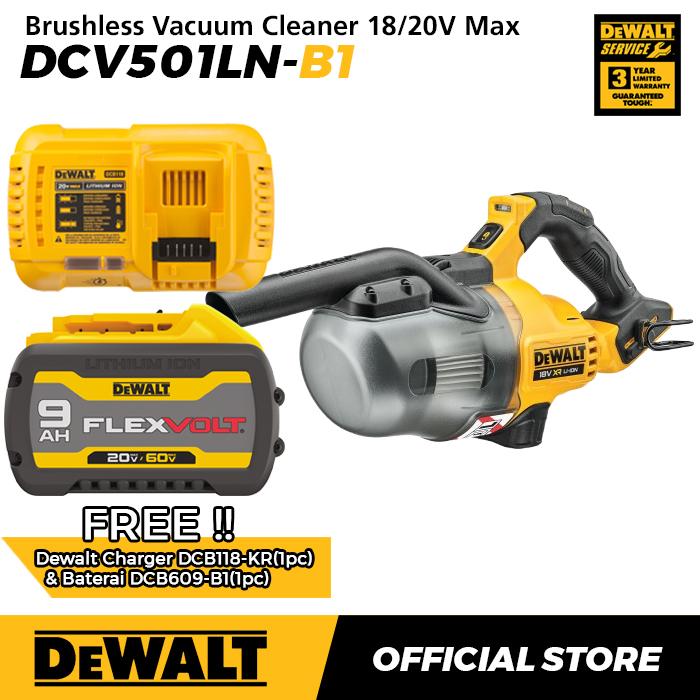 Gambar Dewalt Brushless Dust Extractor / Vacuum 18/20V Max 0.7 Liter DCV501LN-B1 (Unit Only) - Full Set 9.0 Ah dari Dewalt ID undefined Tokopedia
