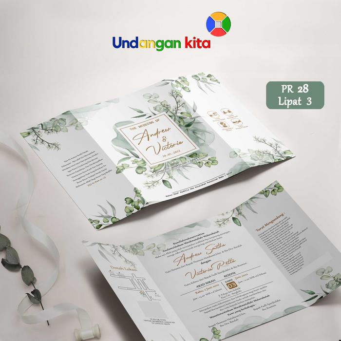 Gambar (100Pcs) Undangan Pernikahan Jasmine - PR 28 Lipat 3 dari Undangan Kita undefined Tokopedia