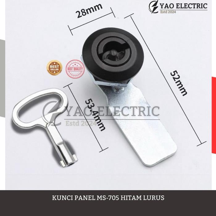 Gambar Kunci Box Panel/ Kunci Panel MS-705 - Model T (Chrome Silver) - Hitam Lurus dari YAO SUKSES ELECTRIC undefined Tokopedia