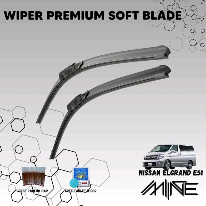 Gambar Wiper Frameless NISSAN ELGRAND Premium Soft Blade Merk MINE 1 Pasang - Elgrand 1 dari MINE AutoCare undefined Tokopedia