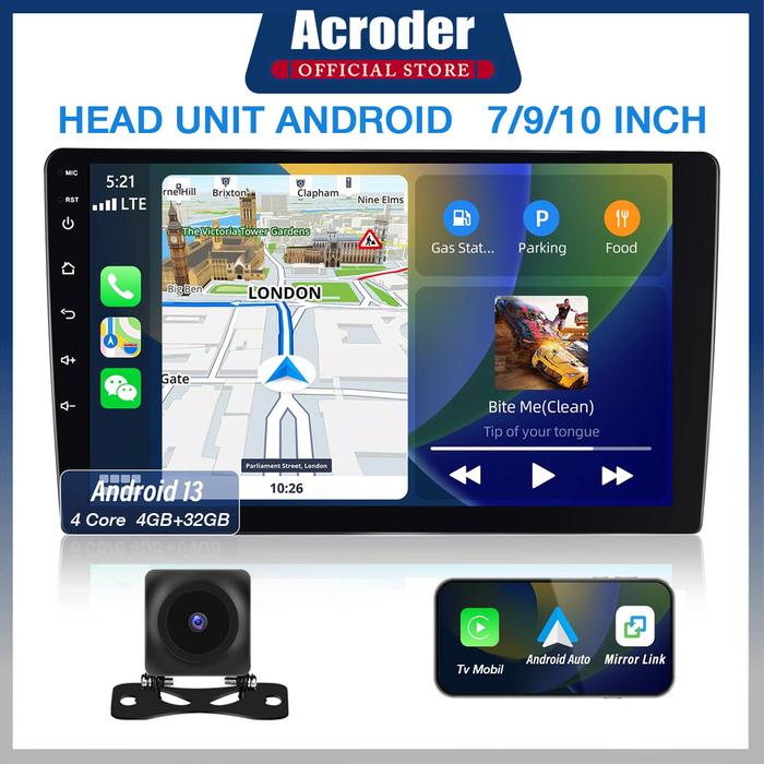 Gambar 【Ada Kipas Pendingin】Acroder Head Unit  Android 7/9/10 Inch 4G+32G IPS Screen Android 13 Navigasi Double Din WiFi GPS FM Bluetooth Split screen Steering wheel control Android auto Mirror Link - 9inch+Fan+AHD-4+32G dari Acroder Indonesia undefined Tokopedia