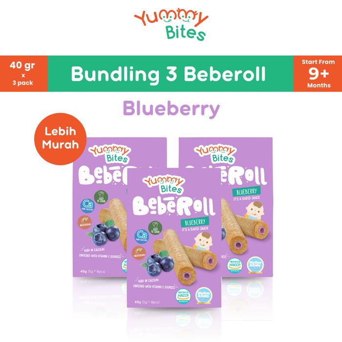 Gambar [BUNDLING 3] Yummy Bites Beberoll 40 GR Snack Baby/ Cemilan bayi - Blueberry dari Yummy Bites undefined Tokopedia