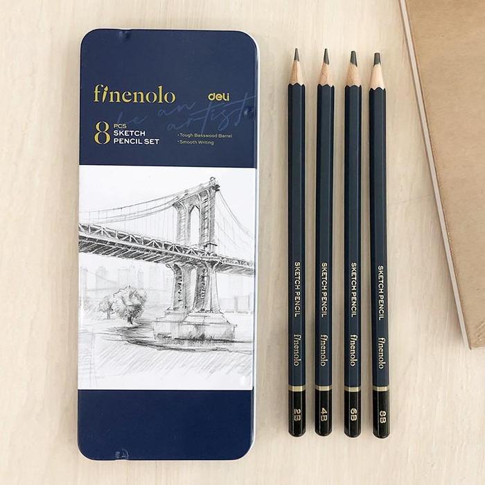Gambar Deli Sketch Pencil Set / Pensil Sketsa Gambar isi 8 Box Metal EC26 Alat Kayu Stationery - Pensil Sketsa isi 8 dari Deli.Indonesia undefined Tokopedia