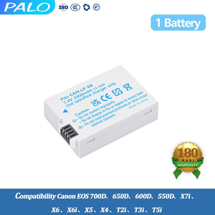 Gambar PALO Baterai LP-E8 2000mAh + Fast Charger untuk Canon 700D, 650D, 600D, 550D, T5i, T3i - High Capacity & Bisa Cas Cepat - Baterai-1pcs dari Palo Baterai Kota Administrasi Jakarta Utara Tokopedia