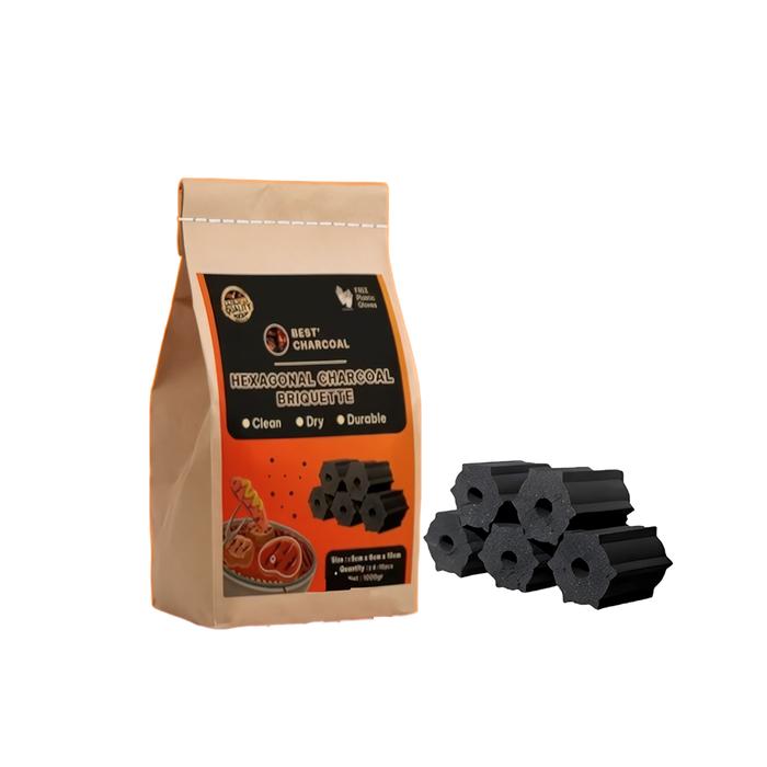 Gambar Arang Briket Brongkol Hexagonal Batok Cube Kayu BBQ Ekspor Premium A+ - A.Hexa 500gr dari Best Charcoal Grosir undefined Tokopedia