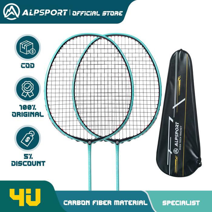 Gambar 【Pengiriman Lokal】【COD】ALP V5 2.0 4U （Default 24Lbs） Professional Offensive Badminton Racket Boost Cap + Joint + Asymmetric MXH Cushion Tech T1100 Full Carbon Fiber 100% Original Beginner Advanced Premium Badminton Racket Spot goods Hot Products COD - ALP V52.0 Green MAX 30lbs 2pcs+Bag dari ALPSPORT ID undefined Tokopedia