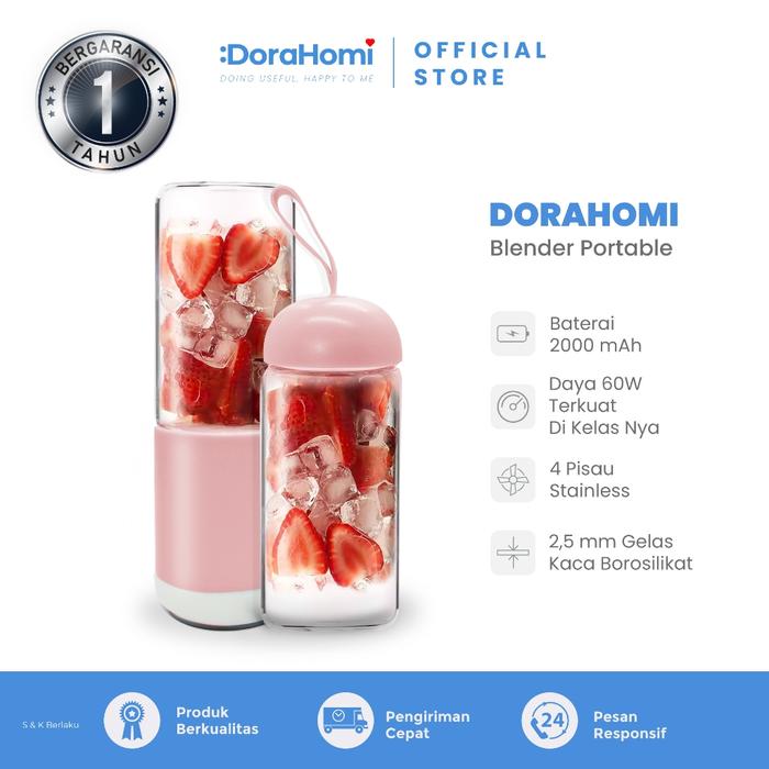 Gambar Dorahomi USB blender portabel mini juicer portable  dengan gelas kaca 4 mata pisau 350ml motor kuat Baterai - BL-350 Pink dari Telixmart Indonesia undefined Tokopedia