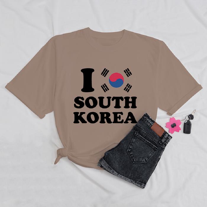Gambar KAOS I LOVE SOUTH KOREA PREMIUM UKURAN S-XXL / ATASAN / BAJU / T-SHIRT / TUMBLR TEE / PRIA / WANITA / DEWASA - Mocca, XXL dari Sakura Glory undefined Tokopedia