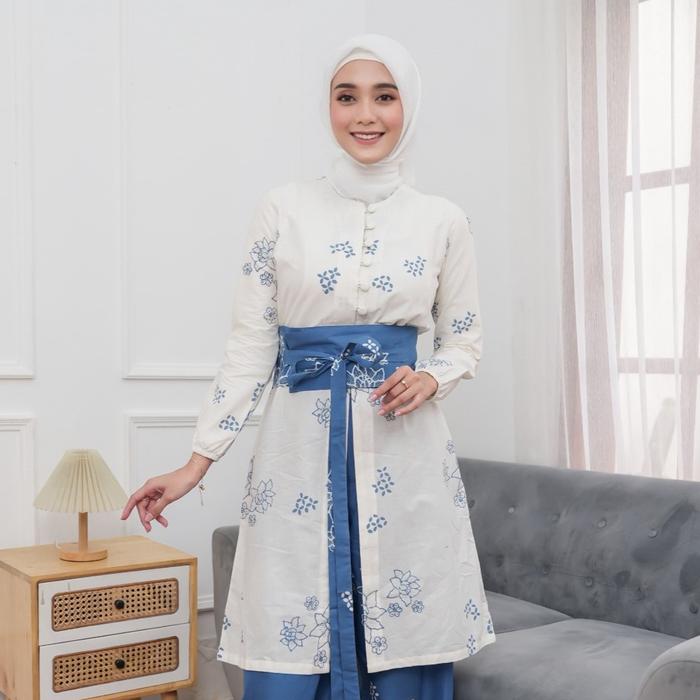 Gambar Rayana Couple Batik Family Set Sarimbit Keluarga Atasan Tunik Baju Lebaran Batik Cap Biru Blue - Tunik L dari BAMESWARA BATIK undefined Tokopedia