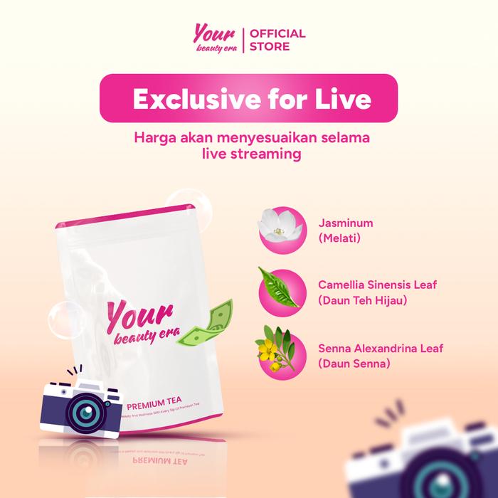Gambar [EXCLUSIVE LIVE] Your Beauty Era - 5 Pouch Isi 20 Tea Bag | Teh Hijau Melati Herbal dari Yourbeautyera undefined Tokopedia