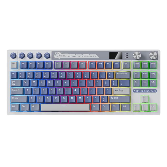Gambar Royal Kludge RK M87 Keyboard TKL 85% Wireless 3-Mode LED Gasket with Dual Knobs Hotswapable Mechanical Keyboard - Ocean Blue, Cream-Linear dari Royal Kludge Indonesia undefined Tokopedia