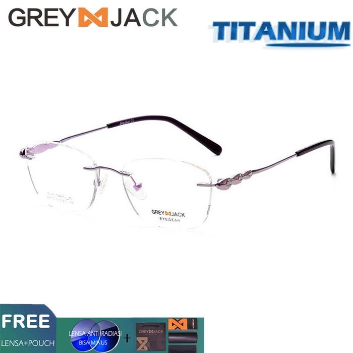 Gambar Grey Jack Frame Kacamata Frameless Elegant Titanium Terbaru Bisa minus Fashion Wanita Dewasa Style Premium T 9172 - PURPLE, frame saja dari Grey Jack Eyewear undefined Tokopedia