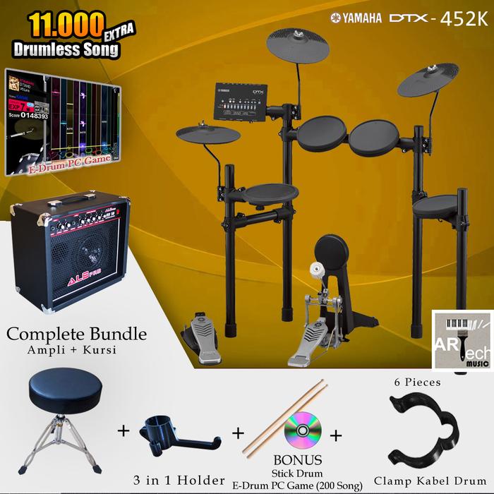 Gambar Drum Elektrik Yamaha DTX452 COMPLETE BUNDLE / DTX452K / DTX 452 / 452K - ALS Pro KB50 dari Artech Music undefined Tokopedia