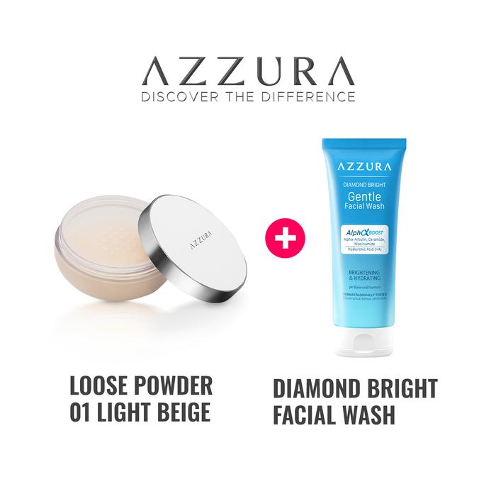 Gambar Paket Azzura Loose Powder + Facial Gentle Wash - Facial Gentle Wash + Loose Powder 01 Light Beige dari Wings Indonesia undefined Tokopedia