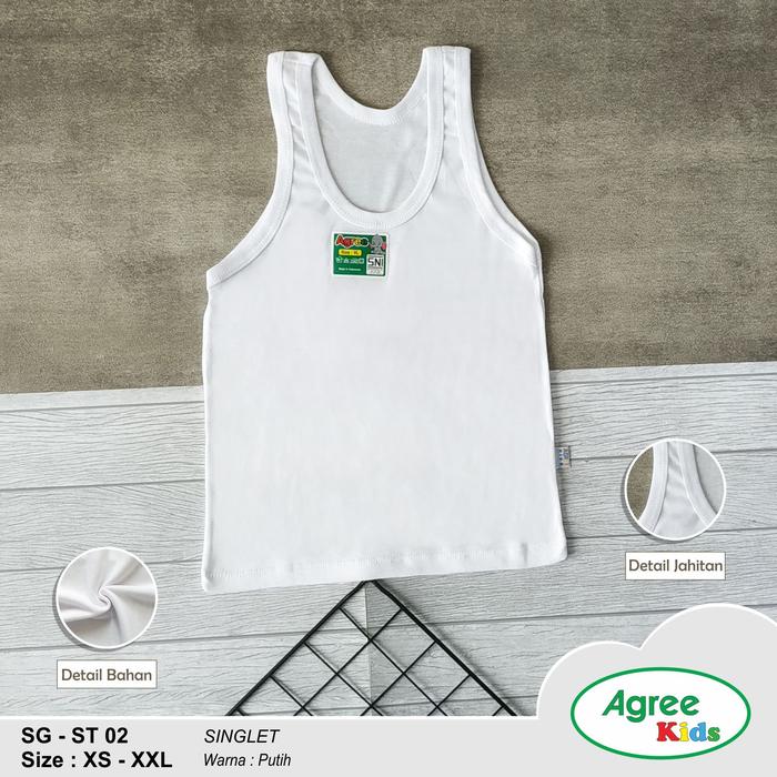Gambar Grosir Singlet/Pakaian/Kaos Dalam New Born, Anak & Remaja Agree ST 02 & ST 04 Katun Lembut - Seri 6pc, ST02 - XS dari Busana Bunga Bandung undefined Tokopedia