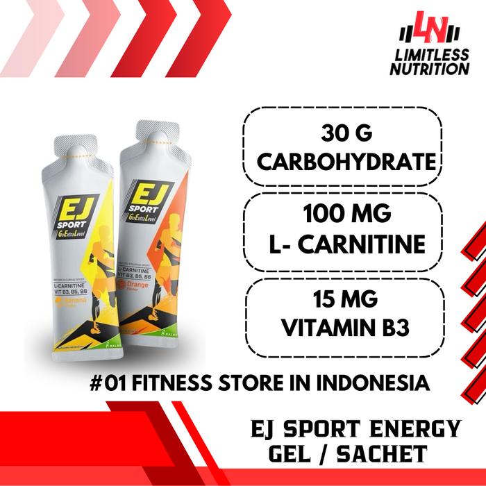 EJ SPORT Go Extra Level Energy Gel With Carnitine - 50ml Supplement Olahraga untuk Lari