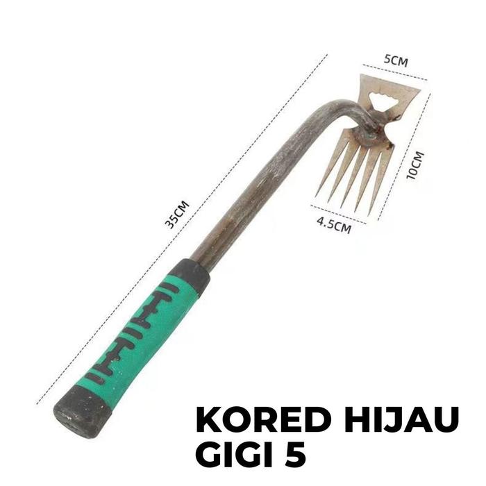 Gambar Alat Penjabut Rumput Liar Bahan besi stainless - Garuk 4 Garpu Alat Penyiang Rumput Multifungsi 2 in 1 - HIJAU KECIL dari ARGAF Store undefined Tokopedia