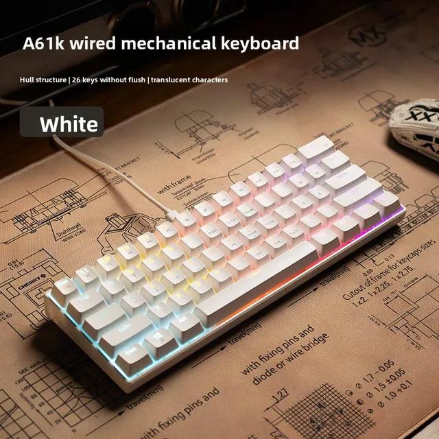 Furycube A61K | A61-K Wired RGB Rainbow Backlight Mechanical Gaming Keyboard