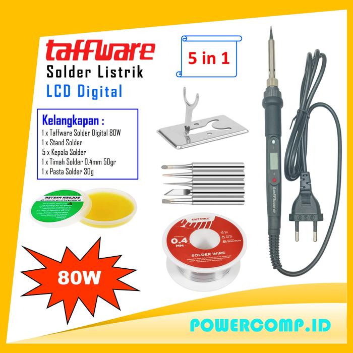 Gambar Paket Lengkap! TAFFWARE 908S Solder 80 Watt! Soldering Kit 80W 220V Welding Kit with Ceramic Heater! 80W Electric Soldering Iron LCD Digital Display 7 in 1 Adjustable Temperature Welding Repair Tools , Portable Solder Irons! - 5in1 - 11 dari PowerComp.ID undefined Tokopedia
