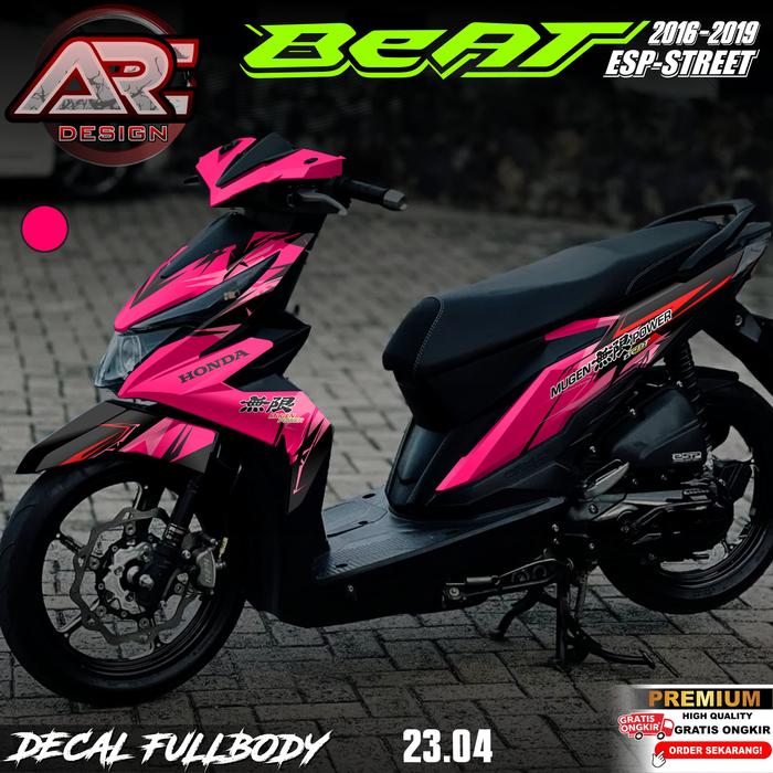 Gambar (COD) TERBARU Decal Sticker Honda Beat Esp Street 2016 2017 2018 2019  Full body - Stiker Skotlet Beat Fi CBS ISS New Fullbody Desain Warna Grafis Gradasi Mugen Power 23-04 Motorcycle - HOTPINK, GLOSSY dari ARCDESIGN undefined Tokopedia